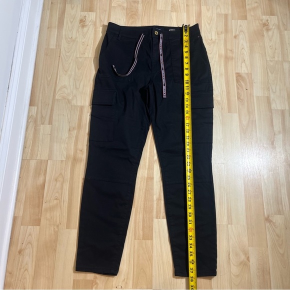 TOMMY HILFIGER Cargo Workwear Trousers Cotton Black Womens 10 High Rise - Picture 2 of 6